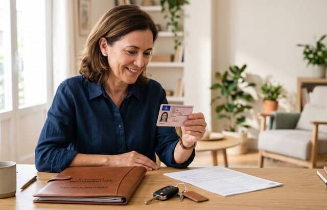 Conductora consultando el coste de renovar el carnet de conducir
